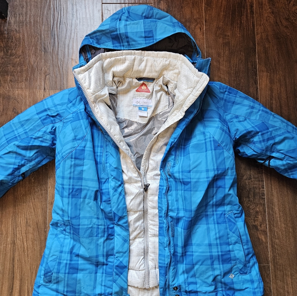 GIRLS Columbia 3-in-1 Omni Heat Coat Sz Large Blue Light Blue with Hood - Picture 5 of 6